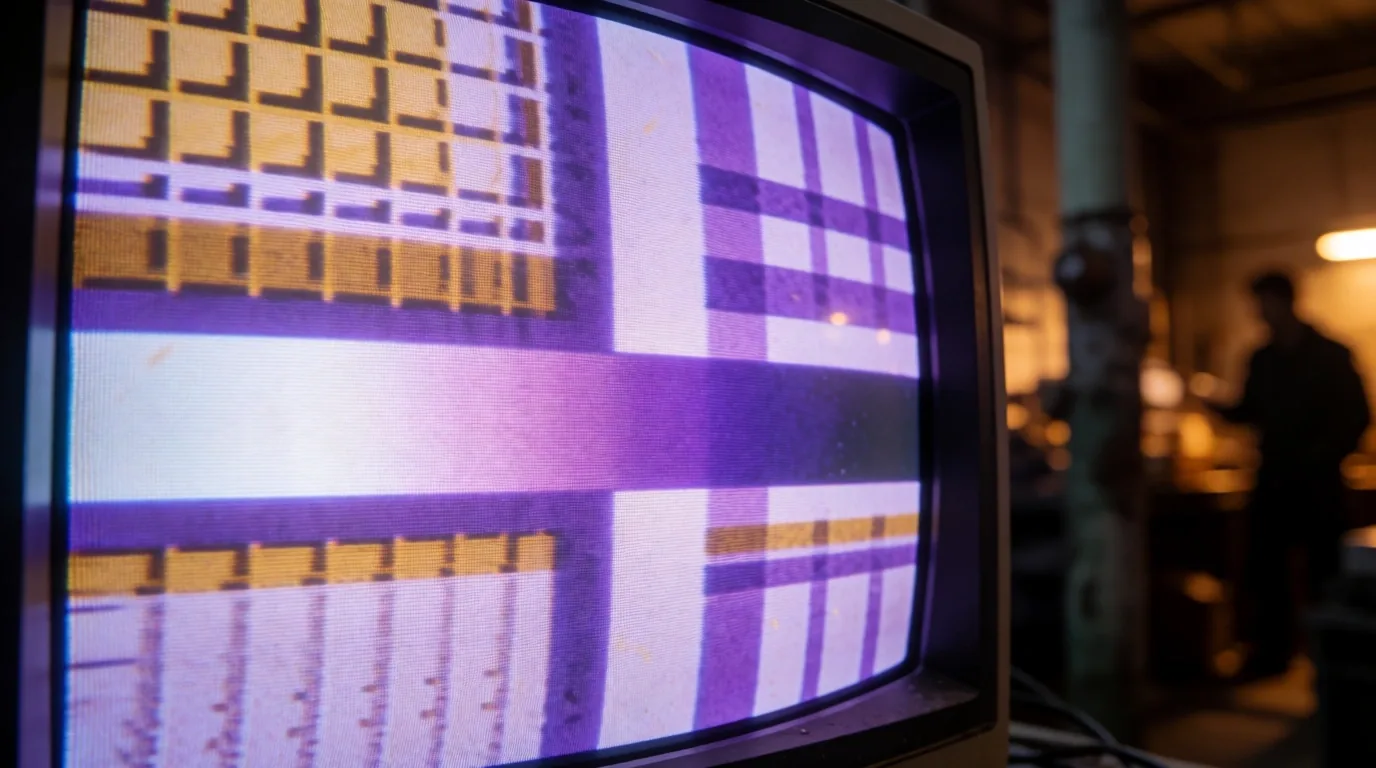 Écran CRT vintage affichant des pixels